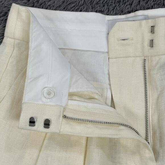 L'academie Shorts Womens Small (27x6) Beige 100% Linen Pleated - New - Picture 6 of 14